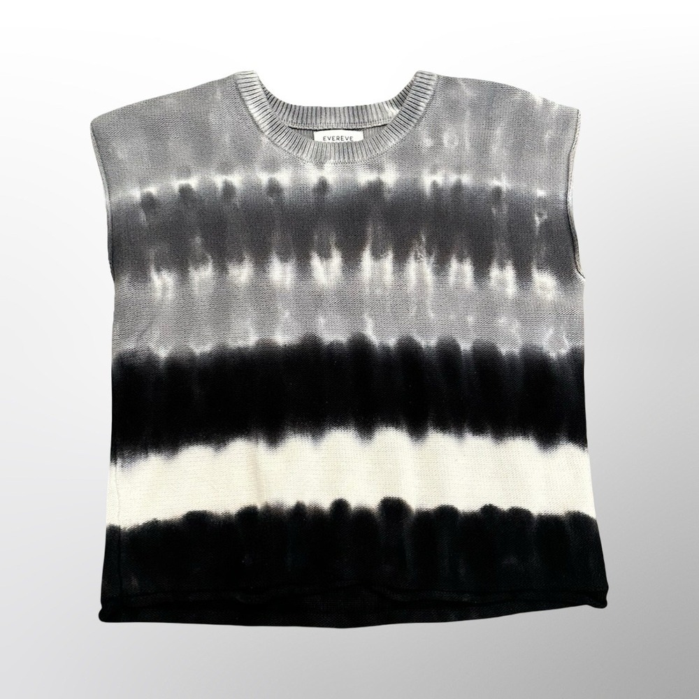 Evereve Black, Gray & White Tie-Dye Knit Tank Top